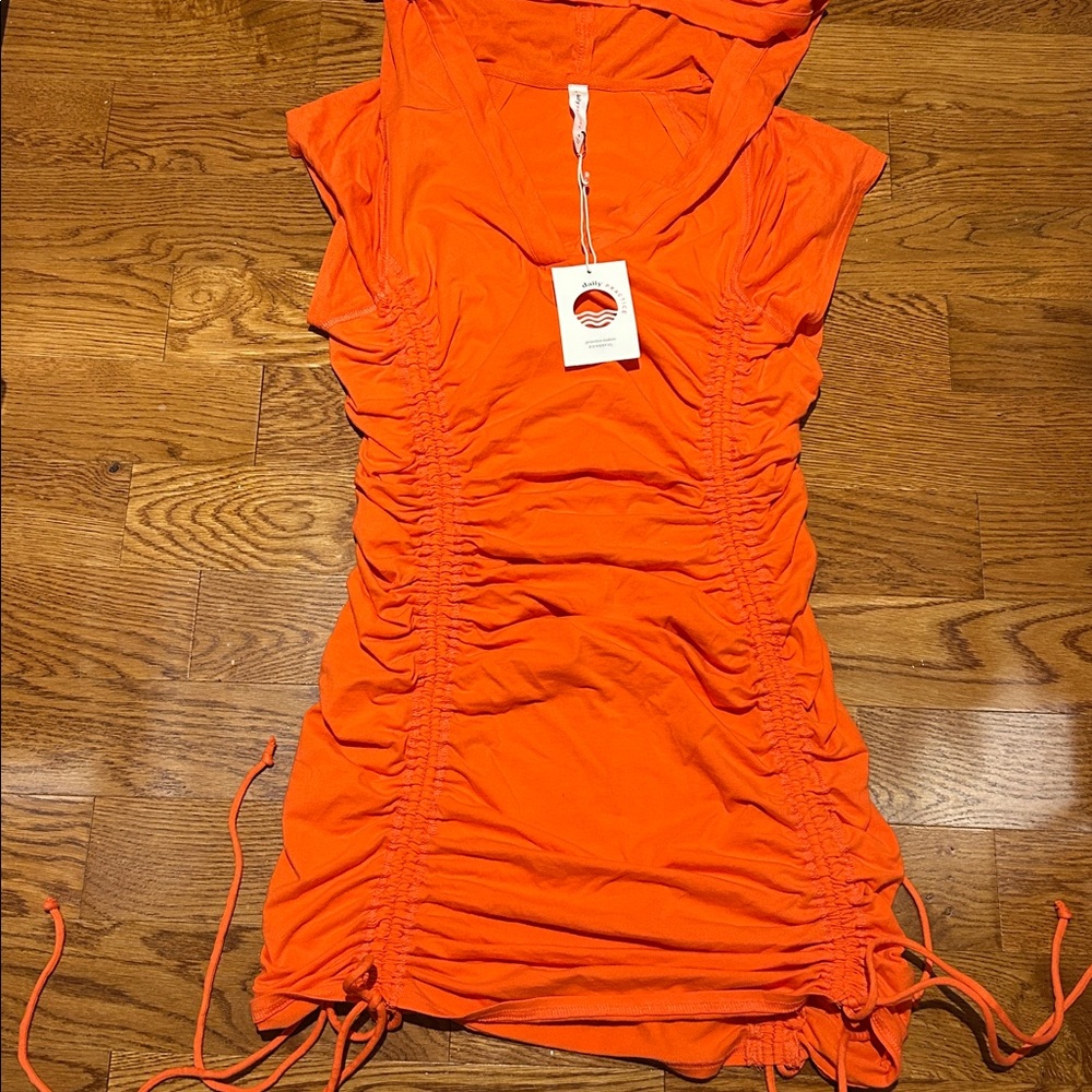 Orange Ruched Mini Dress - Picture 5 of 14